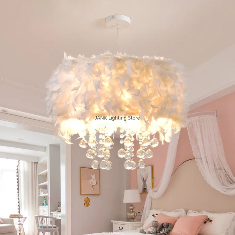 Eenvoudige creatieve LED hanglamp met veer, net en romantisch, populair