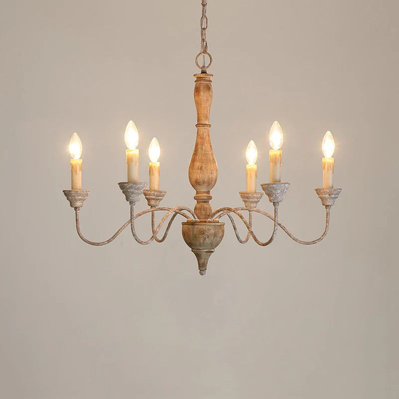 houten kroonluchter in Amerikaanse landelijke vintage stijl, woonkamer, eetkamer, slaapkamer, hanglamp, café, kledingwinkel, plafondlamp
