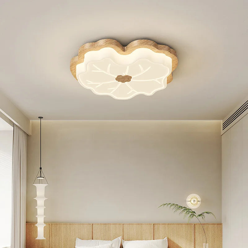 moderne houtimitatie hanglamp in creatieve boombladvorm