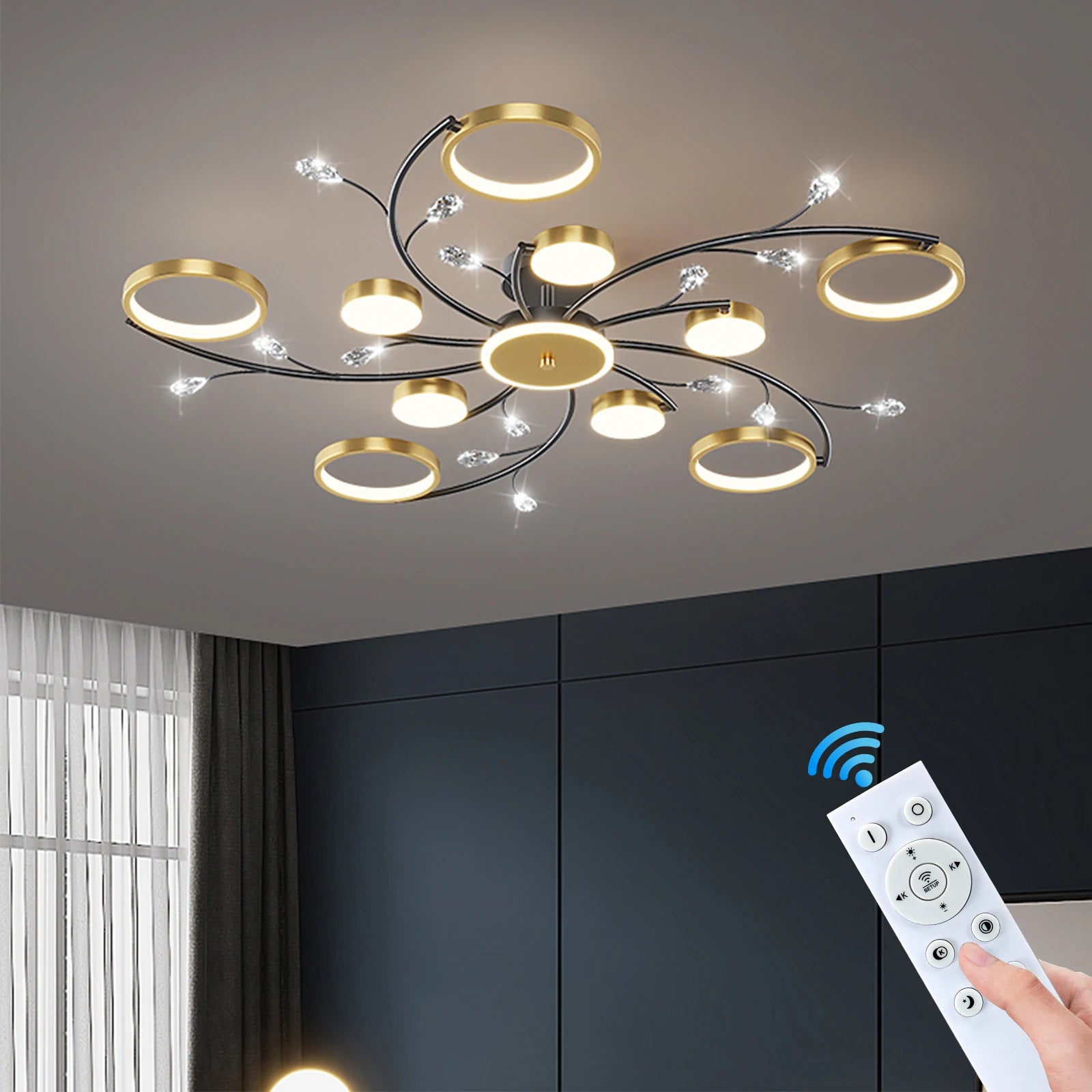Noordse Kristallen Plafondlamp Modern Creatief Rond Paardebloem Design