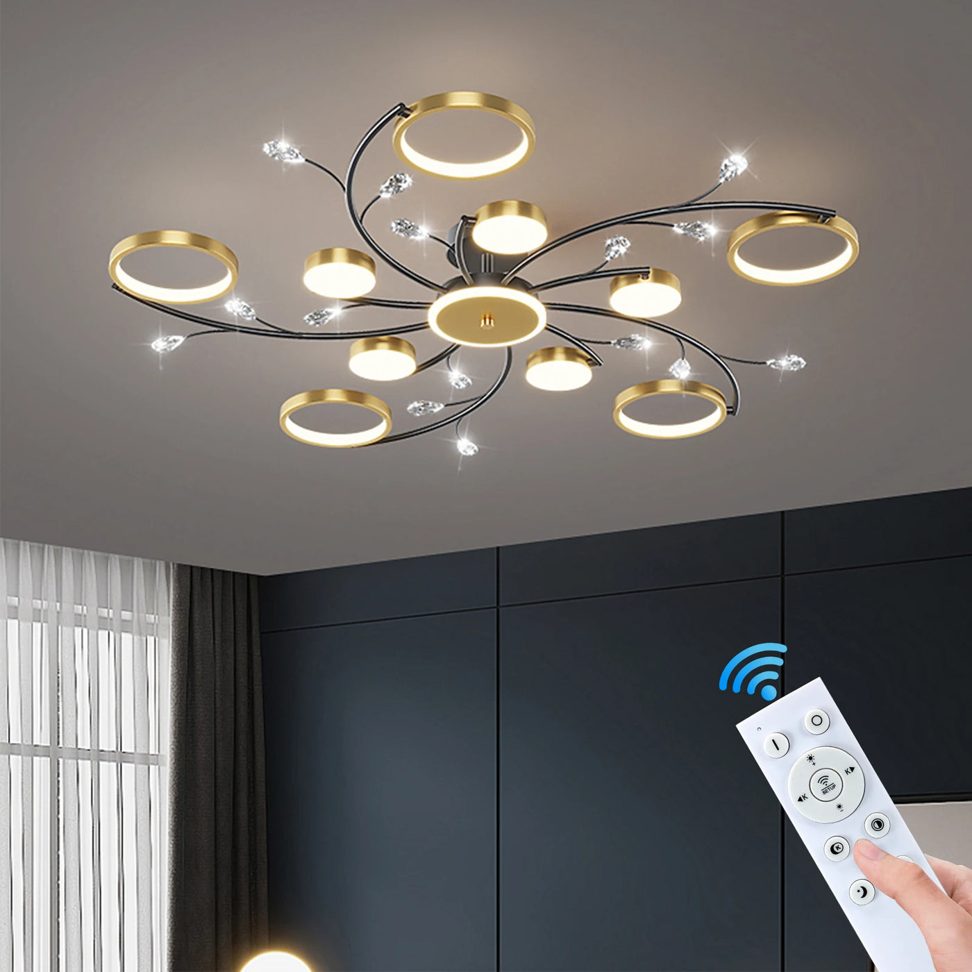 Noordse Kristallen Plafondlamp Modern Creatief Rond Paardebloem Design