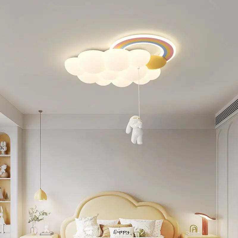 regenboog wolk hanglamp met paard, konijn, beer voor kinderen