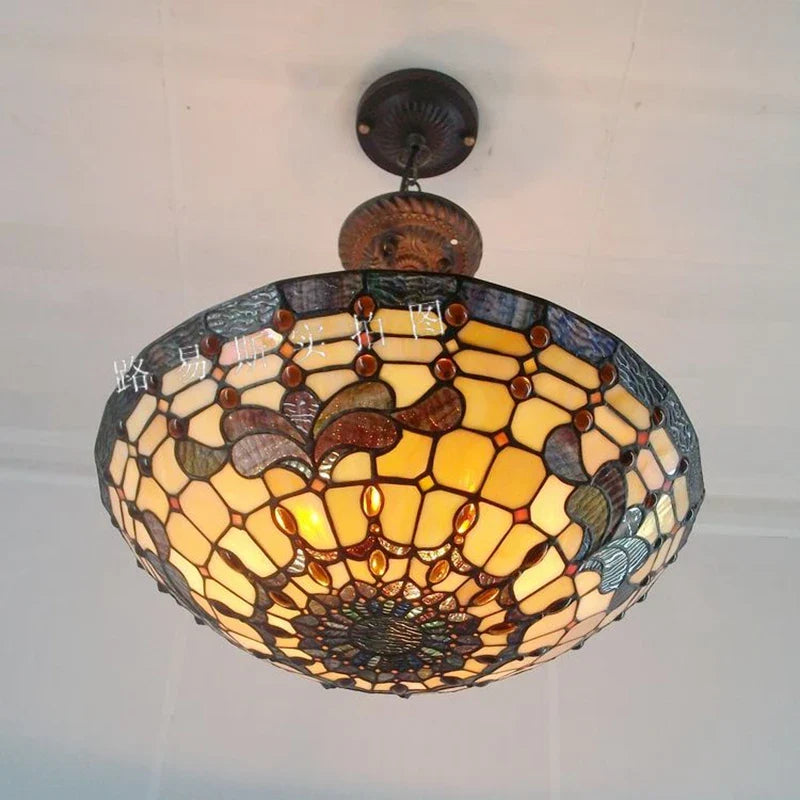 klassieke Tiffany glazen hanglamp in Europese stijl voor binnenhuisdecoratie