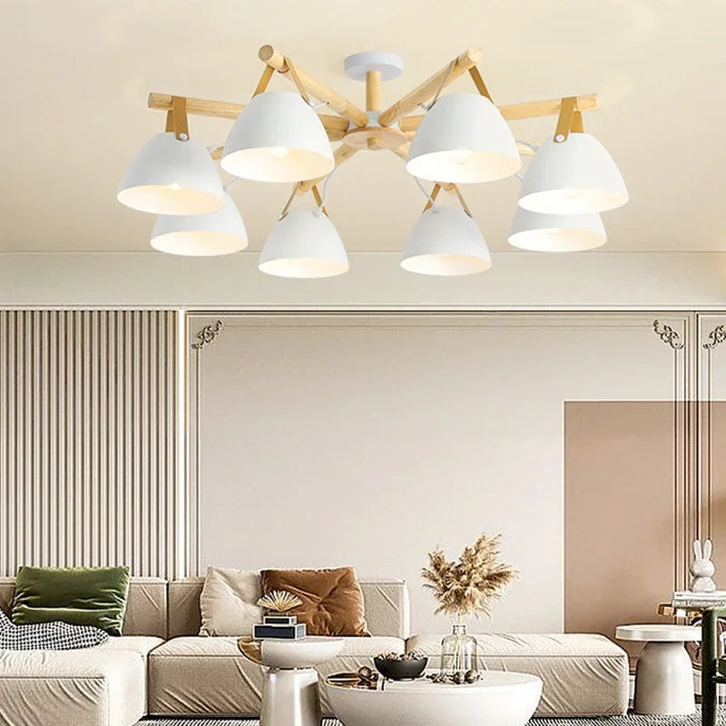 Elegant Scandinavische houten LED kroonluchter