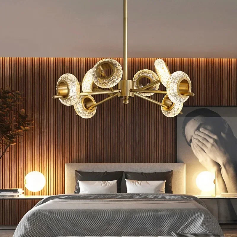 noordse plafondlamp van gebarsten glas in moderne minimalistische stijl met leds