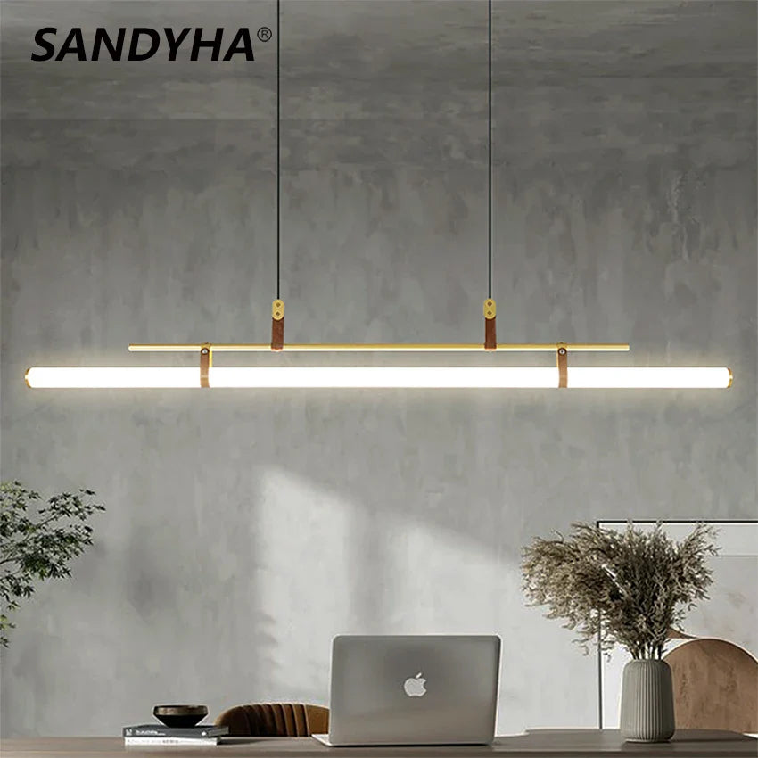 minimalistische led lichtband hanglamp in buisstijl