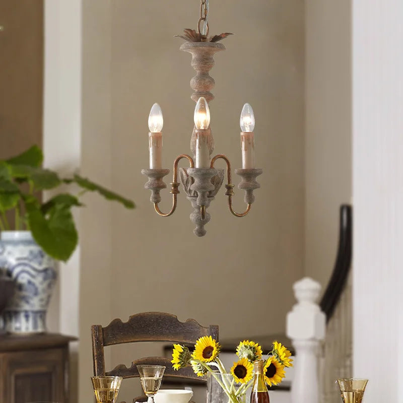 Vintage rustieke eiken hanglamp