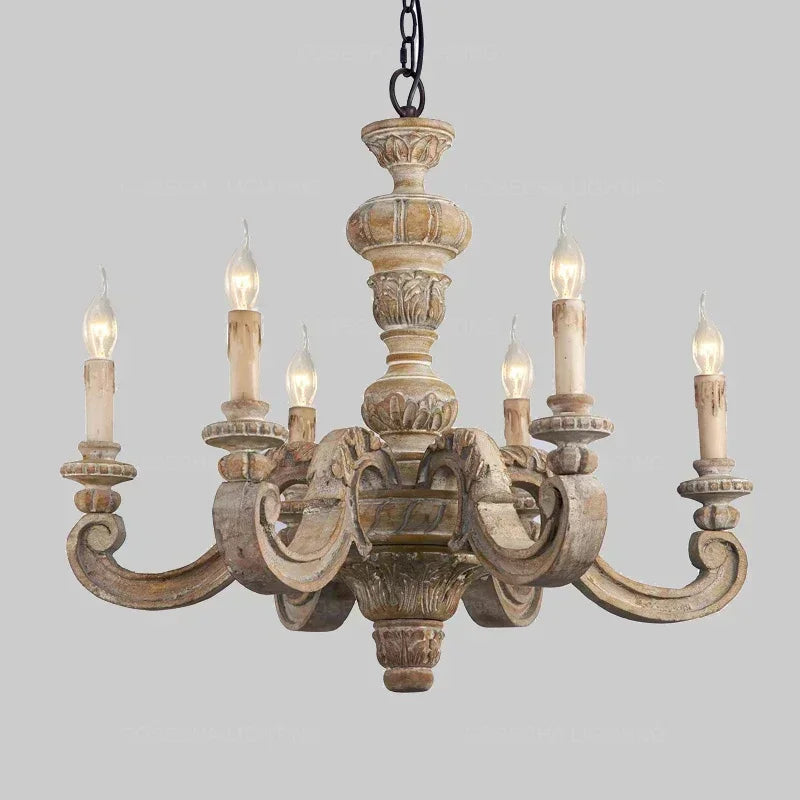 retro Romeinse kroonluchter van gesneden hout voor elegante decoratie