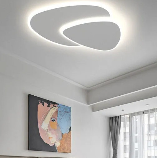 Quinn – moderne driehoekige plafondlamp van metaal en acryl wit voor woonkamer