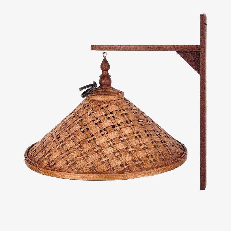 Wandlamp met conische bamboe lampenkap Chinese