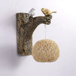 Applique Murale Chinoise Oiseaux Lumineux Rotin Déco Couleur Bronze Chambre