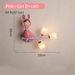 Applique Murale Design Enfantin Lapin Lumineux Fille Rose B Gauche / 3 Température De Couleur