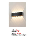 Applique Murale Led Aluminium Design Contemporain Élégant Noir-12W-Warmlight Chambre