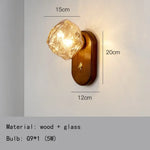 Applique Murale Led Bois Design Moderne Élégant Verre A-Ambre / Lumière Chaude 3000K Chambre