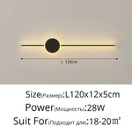 Applique Murale Led Design Contemporain Chic. Noir A 120Cm / 3 Couleurs Pas De Télécommande Chambre