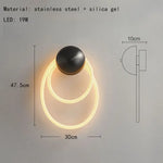 Applique Murale Led Design Élégant Lumière. 2 Anneaux-Inox / Blanc Chaud (2700-3500K) Chambre