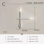 Applique Murale Led Design Minimaliste Chic. Blanc À 2 Têtes / Naturel Chambre
