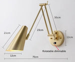 Applique Murale Led Design Pliable Modulable Ajustable Wd247-Or / Rotatif À Intensité Variable