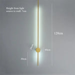 Applique Murale Led Dorée Minimaliste Élégante. 120 Cm / Lumière Chaude 3000K Chambre