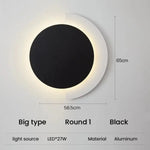 Applique Murale Led Élégante Design Contemporain R1 Noir Grand / Blanc Chaud (2700-3500K) Chambre