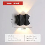 Applique Murale Led Élégante Design Extérieur. Noir - 2 Têtes / Blanc Chaud Chambre