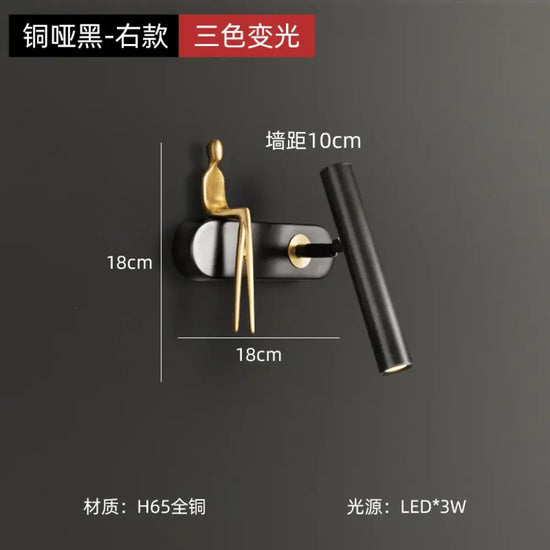 Applique Murale Led Élégante Design Minimaliste. Noir Droite Chambre