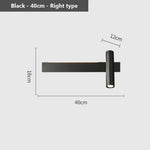 Applique Murale Led Élégante Minimaliste Design. L40Cm-Noir-Droite / 3 Couleurs Modifiables Chambre