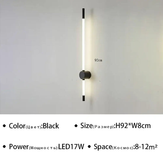 Applique Murale Led Lumineux Et Épuré B Noir 92Cm / Blanc Tricolore Applique Chambre