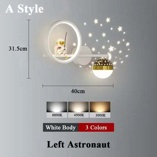 Applique Murale Led Lunaire Cosmos Enfance A Stylt Blanc À Gauche / Lumière Tricolore Chambre