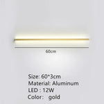 Applique Murale Led Moderne Design Minimaliste Élégant 60Cm-Or / Lumière Naturelle Chambre