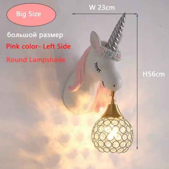 Applique Murale Licorne Enchantée Enfants Chambre Rose Grande Taille 2 / 3 Température De Couleur