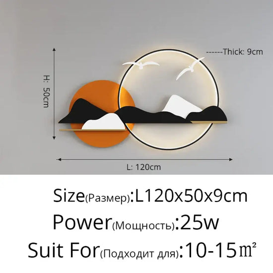 Applique Murale Moderne Design Élégant Minimaliste Câblage Orange 1 2 M / 3 Couleurs Sans