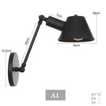 Applique Murale Noire Industrielle Métal A1 / Ampoule Non Incluse Chambre