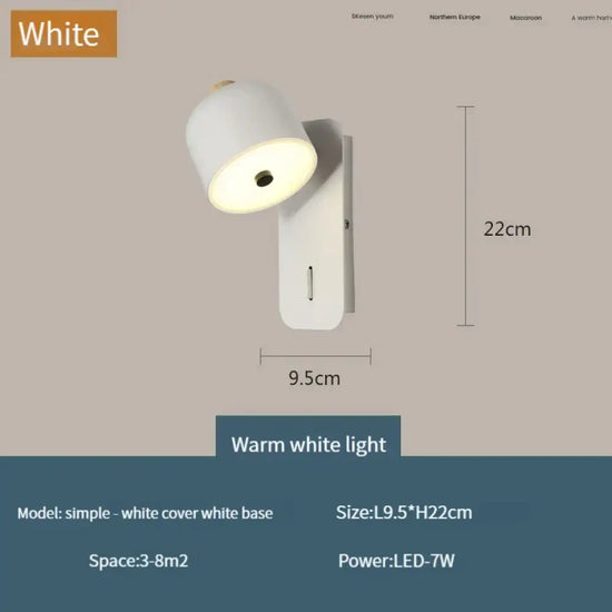 Applique Murale Nordique Design Élégant Minimaliste Blanc Chaud / 7W Chambre