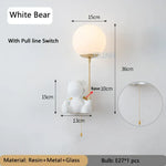 Applique Murale Ours Lumineux Design Chambre. Blanc Avec Interrupteur / 3 Température De Couleur