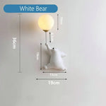 Applique Murale Résine Douce Lueur Lunaire. Ours Blanc / Lumière Chaude Chambre