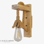 Applique Murale Rustique Luminaire Bois Cordage Vintage D Chambre