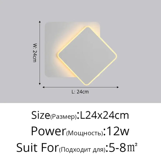 Applique Murale Scandinave Lumineuse Minimaliste. Blanc Style A 12W / 3 Couleurs Pas De