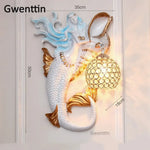 Applique Murale Sirène Originale Lumineuse Design. Bleu Clair À Gauche Chambre