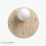 Décor Cercle Lumière Travertin Beige Applique Murale Chambre