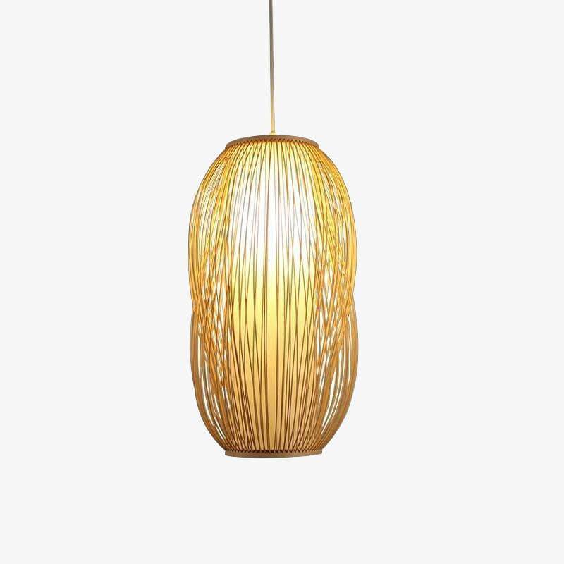 Ronde LED-hanglamp met rotan staven Shade