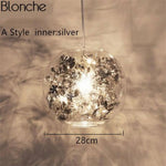 Lampe Boule En Verre À Feuilles Argenté - 28Cm Luminaire Chambre