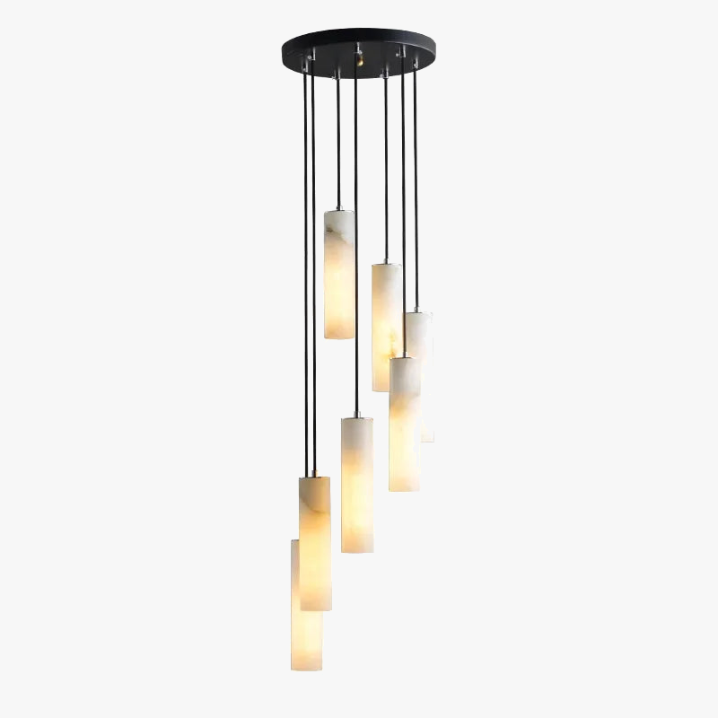 design hangkroonluchter met verstelbare draad en natuurlijk marmer