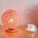 Lampe Posée Led Bois Et Tissu Rouge Luminaire Chambre