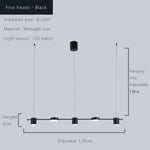 Led Métal Ainoa - Lustre Moderne 5 Lampes Noir / 220V Chaude Luminaire Doré