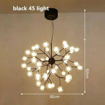 Lustre Arbre Branches Boules Verre Led Noir - 45 Lampes Luminaire Doré