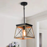 Lustre Bois Et Métal Noir
