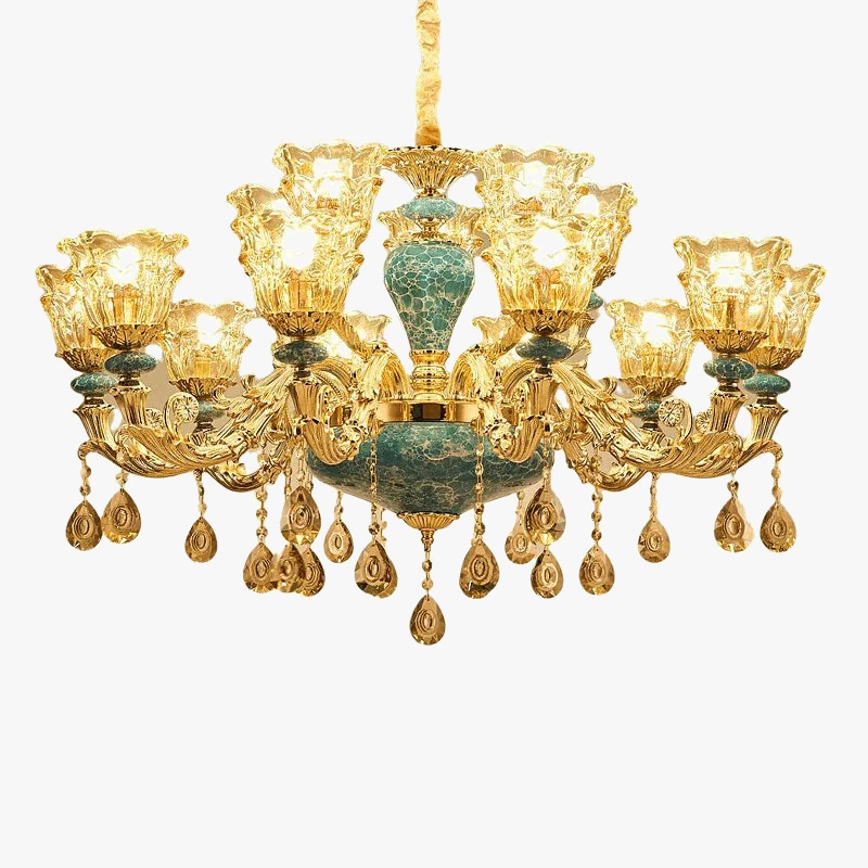 luxe kristallen en keramische kroonluchter voor elegante verlichting