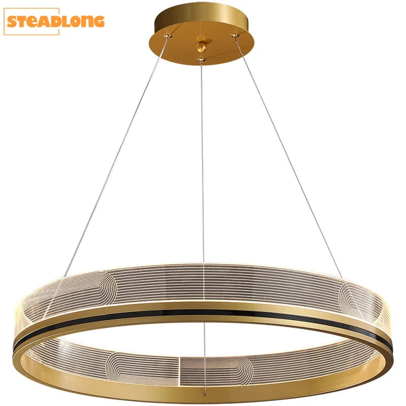 moderne luxe Italiaanse acryl hanglamp met eenvoudige creatieve lichtkring