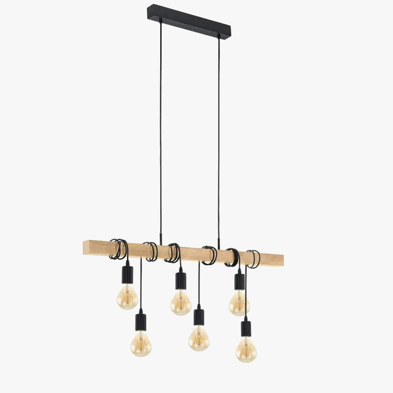 Industriële vintage houten kroonluchter